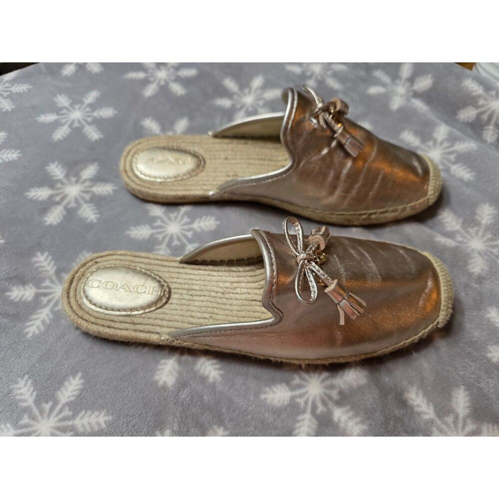 Coach Cassidy Metallic Rose Gold Leather Mules Slides | Size US 11 | EUC